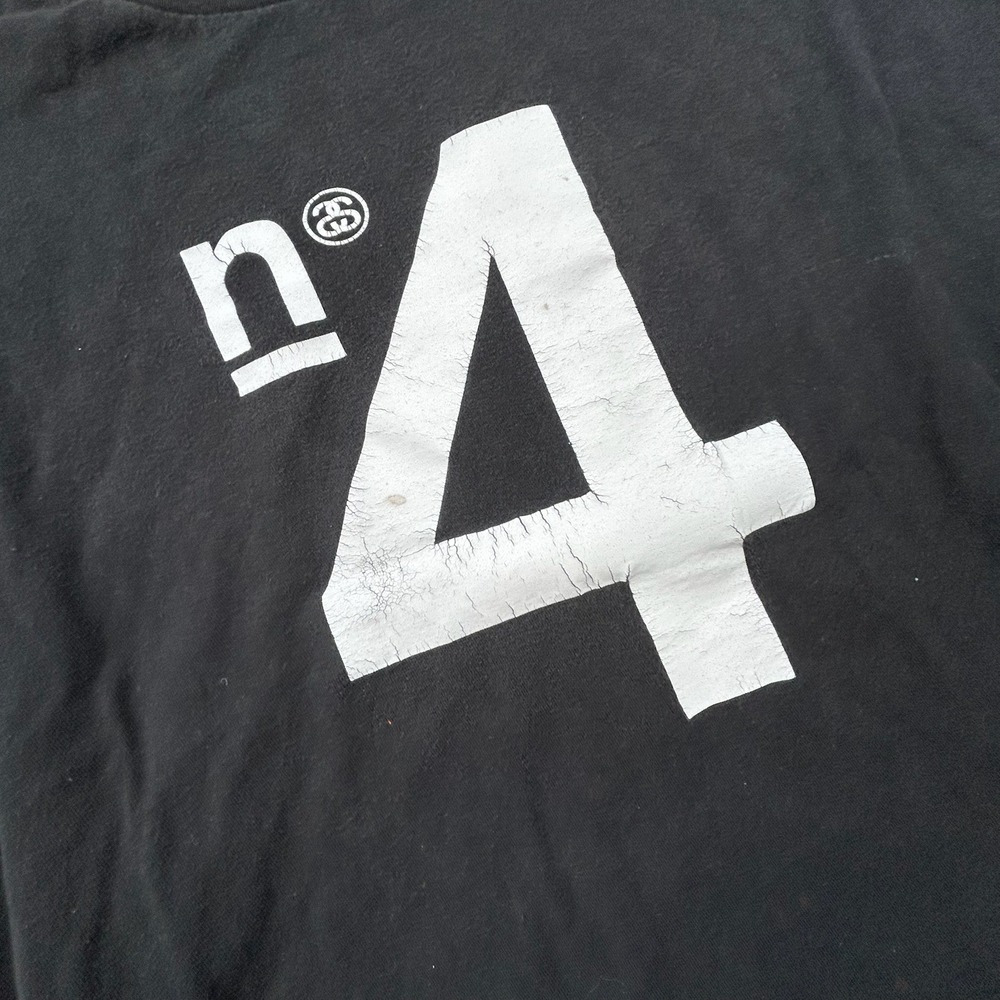 Stussy No 4 Graphic T-Shirt Mens Large Black Vintage Y2K Skater Streetwear - Picture 3 of 7